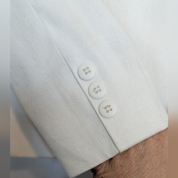 Classic Susan Linley Women's Ivory Color Linen Viscose Lined Blazer Jacket Sz 6 - Picture 2 of 10